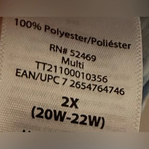 TIME AND TRU size 2X, blue floral and striped, short sleeved, ruffled tee. - Picture 8 of 8